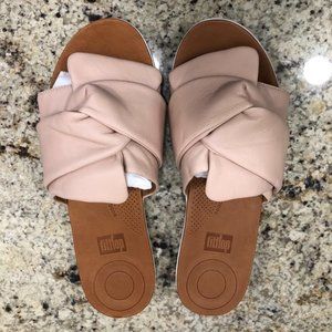 FITFLOP - "SOLA" LEATHER SLIDES (color NUDE)  size 9 (never worn) NWT